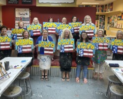 Spending a rainy evening creating Patriotic paintings.