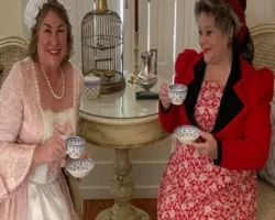 Former regents leading our Tea Talk discussions in period costume